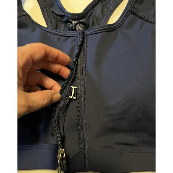 Nike Women's Medium Zip Front Training Sports Racerback Bra Blue DD1205-410 NWT - Picture 2 of 8